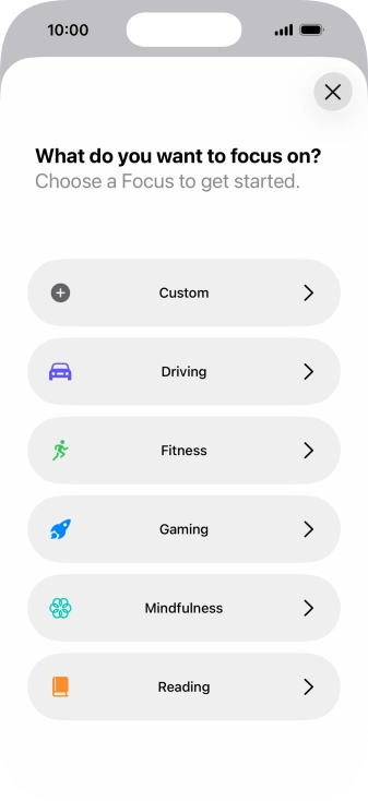 Press the required focus mode and follow the instructions on the screen to add the selected focus mode. Press the required focus mode and follow the instructions on the screen to add the selected focus mode.