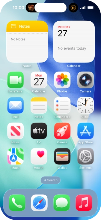 If you have a running application in Dynamic Island, it's displayed at the top of the screen. If you have a running application in Dynamic Island, it's displayed at the top of the screen.