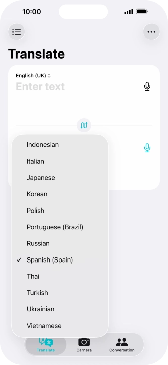 Press the required target language. Press the required target language.