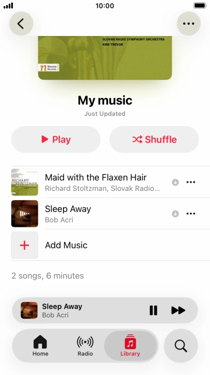 Press the song title. Press the song title.