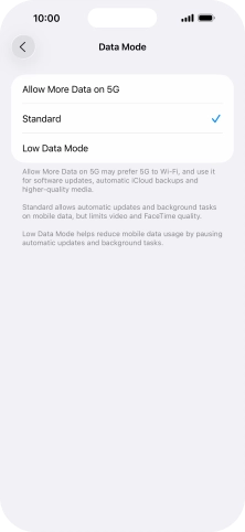 Press the required setting. Press the required setting.
