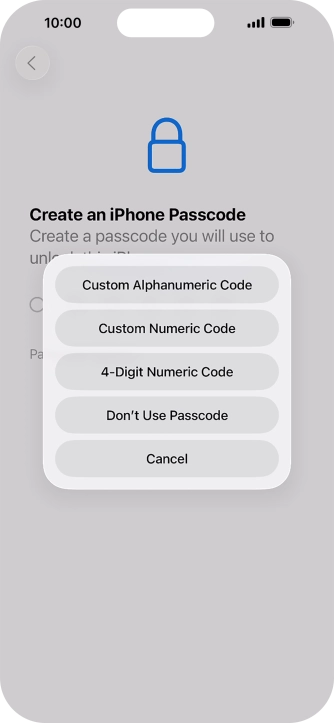 Follow the instructions on the screen to turn on use of phone lock code or press Don't Use Passcode. Follow the instructions on the screen to turn on use of phone lock code or press Don't Use Passcode.