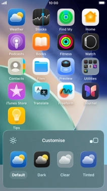 Press the required setting to select the size of app icons on the home screen. Press the required setting to select the size of app icons on the home screen.