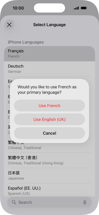 To select the new language as the default phone language, press Use ‹language›. To select the new language as the default phone language, press Use ‹language›.