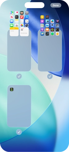 Press the field below the required home screen page to turn page view on or off. Press the field below the required home screen page to turn page view on or off.
