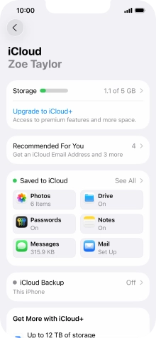 Press iCloud Backup. Press iCloud Backup.