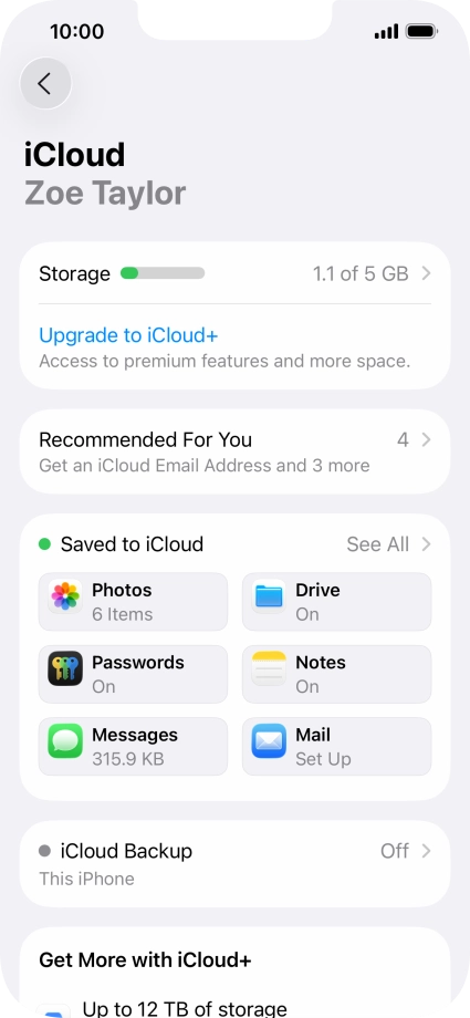 Press iCloud Backup. Press iCloud Backup.