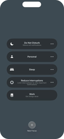 Press the required focus mode to activate or deactivate it immediately. Press the required focus mode to activate or deactivate it immediately.