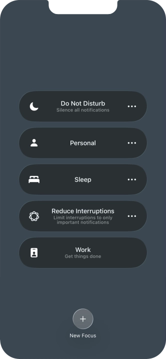 Press the required focus mode to activate or deactivate it immediately. Press the required focus mode to activate or deactivate it immediately.