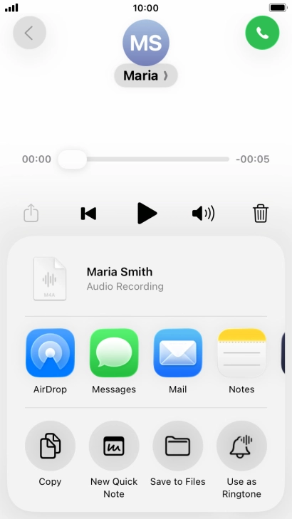 Press the required setting and follow the instructions on the screen to share or save the message. Press the required setting and follow the instructions on the screen to share or save the message.
