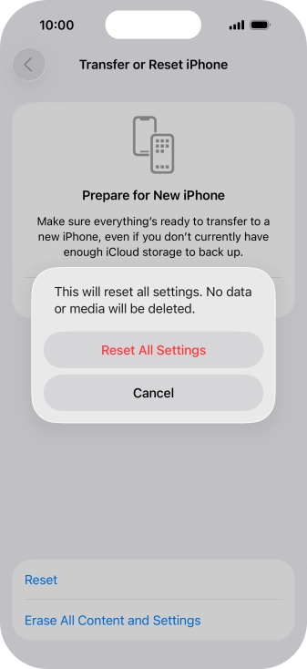 Press Reset All Settings. Press Reset All Settings.