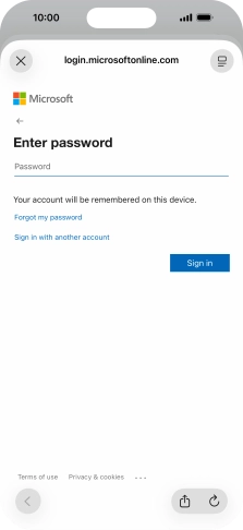 Press Password and key in the password for your email account. Press Password and key in the password for your email account.