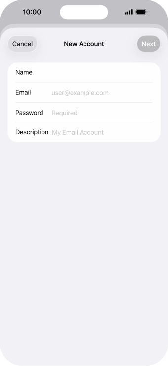 Press Password and key in the password for your email account. Press Password and key in the password for your email account.