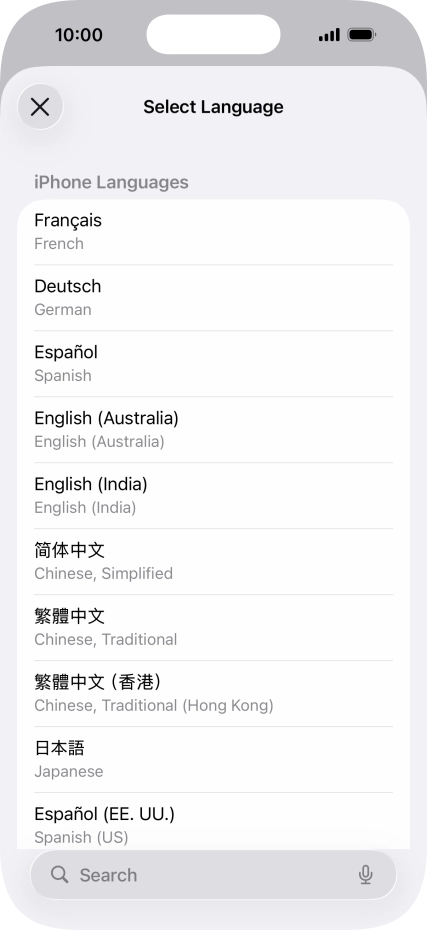 Press the required language. Press the required language.