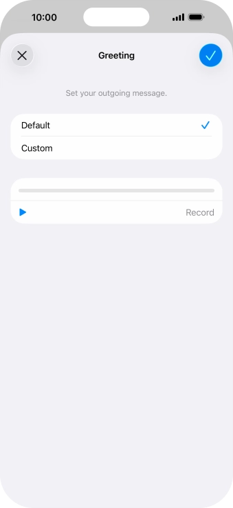 Press Default to select the default greeting. Press Default to select the default greeting.