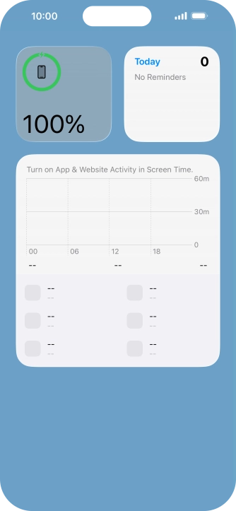 Slide your finger up or down on the screen to see more widgets. Slide your finger up or down on the screen to see more widgets.