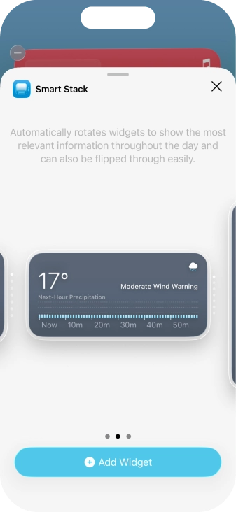 Slide your finger right or left on the screen to select the required widget size. Slide your finger right or left on the screen to select the required widget size.