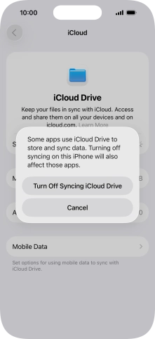 If you turn off the function, press Turn Off Syncing iCloud Drive. If you turn off the function, press Turn Off Syncing iCloud Drive.