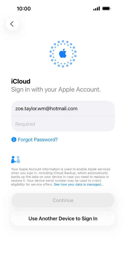 Press Required and key in the password for your Apple Account. Press Required and key in the password for your Apple Account.