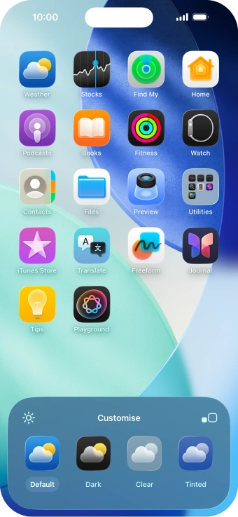 Press the required setting to select the size of app icons on the home screen. Press the required setting to select the size of app icons on the home screen.