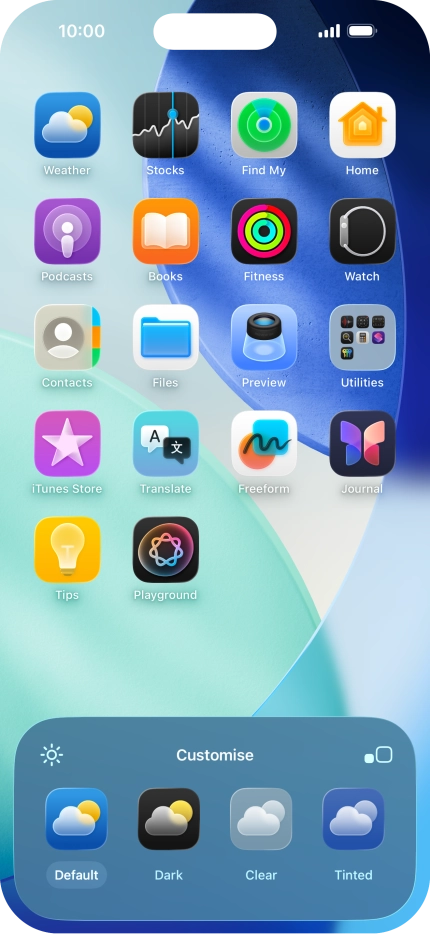 Press the required setting to select the size of app icons on the home screen. Press the required setting to select the size of app icons on the home screen.