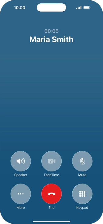 Press the end call icon to end the call and return to the home screen. Press the end call icon to end the call and return to the home screen.