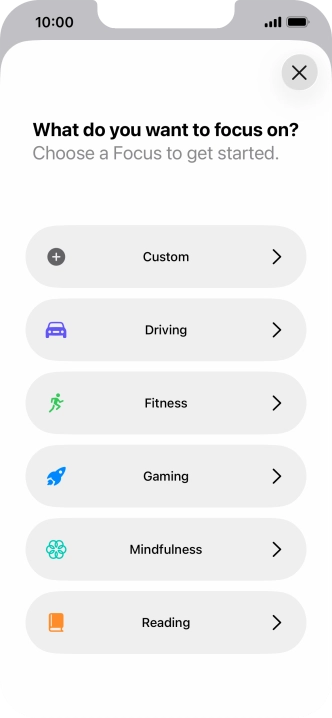 Press the required focus mode and follow the instructions on the screen to add the selected focus mode. Press the required focus mode and follow the instructions on the screen to add the selected focus mode.