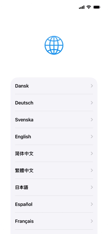 Press the required language. Press the required language.