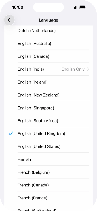 Press the required language. Press the required language.