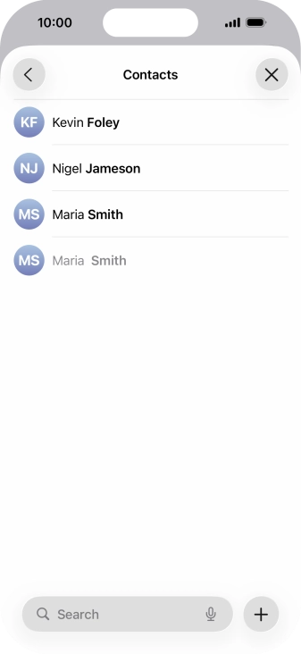 Press the required contact. Press the required contact.