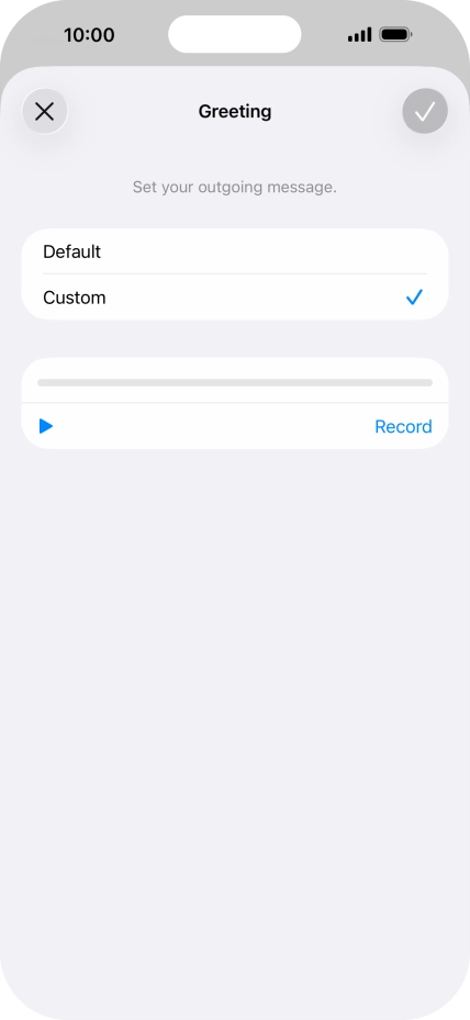 Press Record to start recording a personal greeting. Press Record to start recording a personal greeting.
