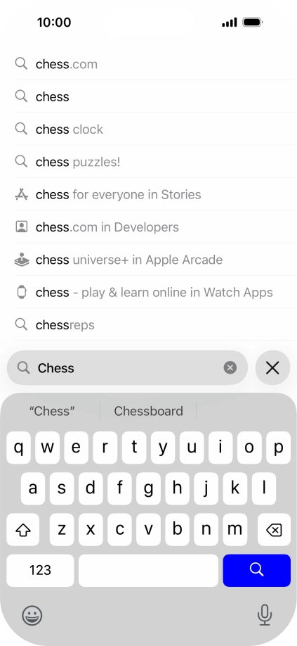 Press the search icon. Press the search icon.