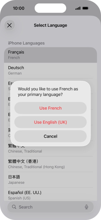 To select the new language as the default phone language, press Use ‹language›. To select the new language as the default phone language, press Use ‹language›.