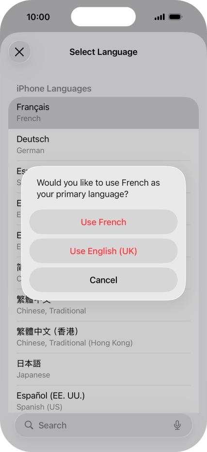 To select the new language as the default phone language, press Use ‹language›. To select the new language as the default phone language, press Use ‹language›.