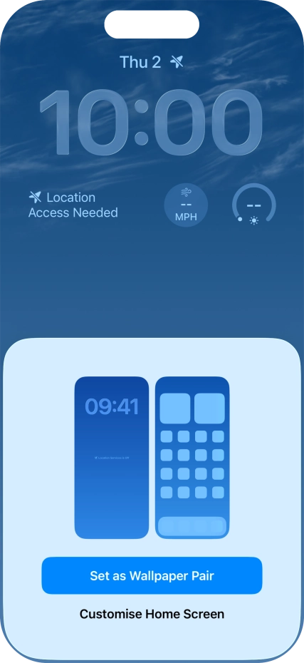 To use the same colour theme on the home screen, press Set as Wallpaper Pair. To use the same colour theme on the home screen, press Set as Wallpaper Pair.