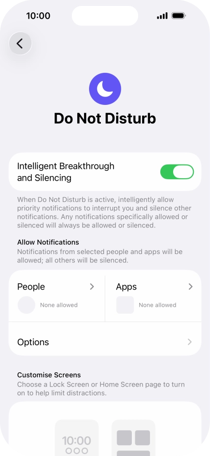 Press People and follow the instructions on the screen to select which contacts you would like to receive calls and notifications from when Do Not Disturb is turned on. Press People and follow the instructions on the screen to select which contacts you would like to receive calls and notifications from when Do Not Disturb is turned on.