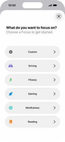 Press the required focus mode and follow the instructions on the screen to add the selected focus mode. Press the required focus mode and follow the instructions on the screen to add the selected focus mode.