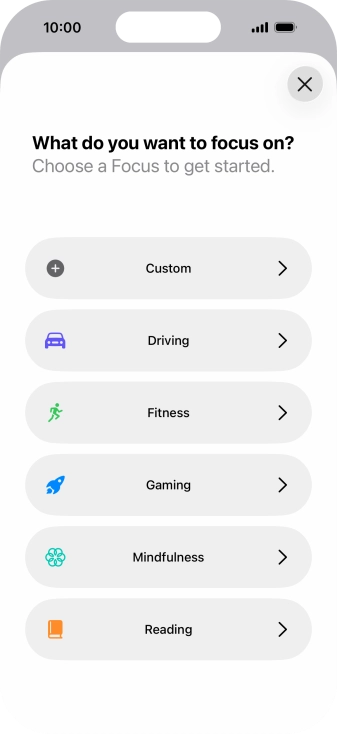 Press the required focus mode and follow the instructions on the screen to add the selected focus mode. Press the required focus mode and follow the instructions on the screen to add the selected focus mode.