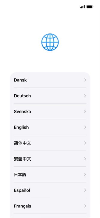 Press the required language. Press the required language.