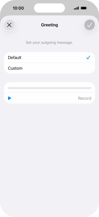 Press Default to select the default greeting. Press Default to select the default greeting.
