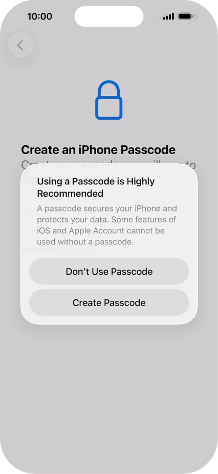 If you turn off the function, press Don't Use Passcode. If you turn off the function, press Don't Use Passcode.