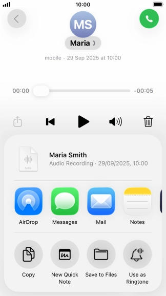 Press the required setting and follow the instructions on the screen to share or save the message. Press the required setting and follow the instructions on the screen to share or save the message.