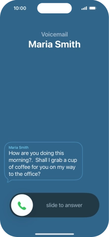 The call will be forwarded to your voicemail, and a transcription of the recorded message is displayed. The call will be forwarded to your voicemail, and a transcription of the recorded message is displayed.