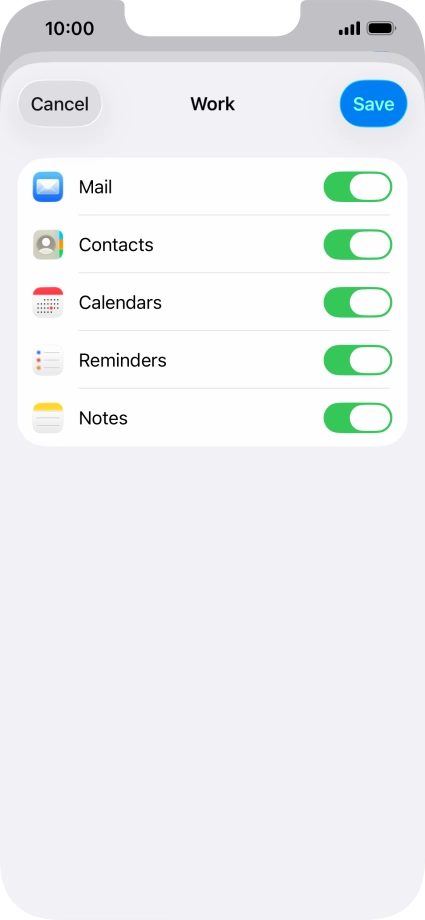 Press the indicators next to the required data types to turn synchronisation of each data type on or off. Press the indicators next to the required data types to turn synchronisation of each data type on or off.
