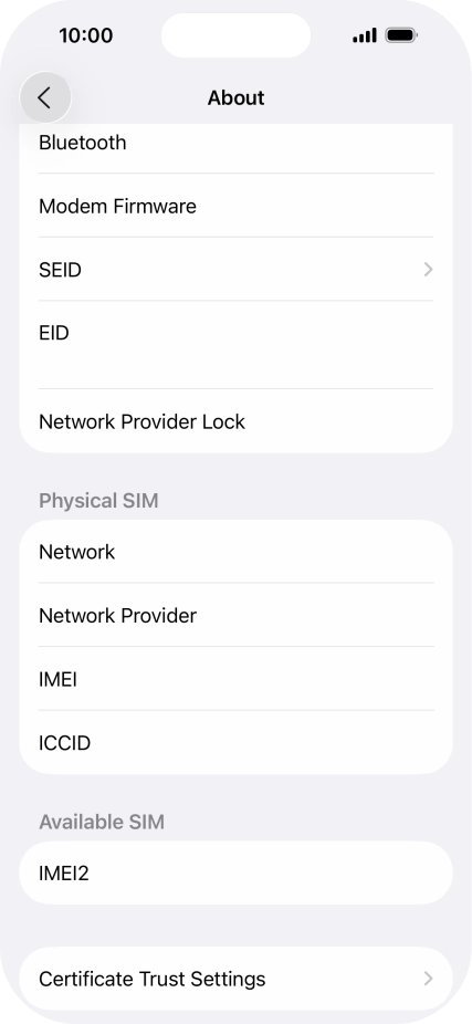 The Network Provider Lock status is displayed next to Network Provider Lock. The Network Provider Lock status is displayed next to Network Provider Lock.
