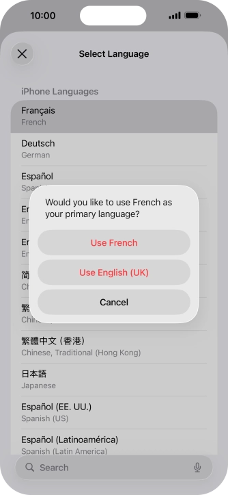 To select the new language as the default phone language, press Use ‹language›. To select the new language as the default phone language, press Use ‹language›.