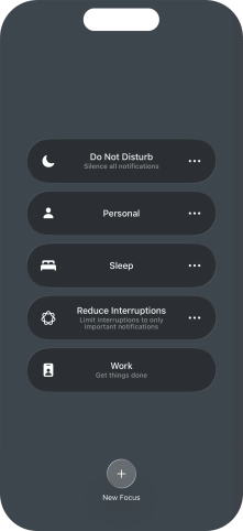Press the required focus mode to activate or deactivate it immediately. Press the required focus mode to activate or deactivate it immediately.