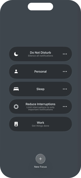 Press the required focus mode to activate or deactivate it immediately. Press the required focus mode to activate or deactivate it immediately.