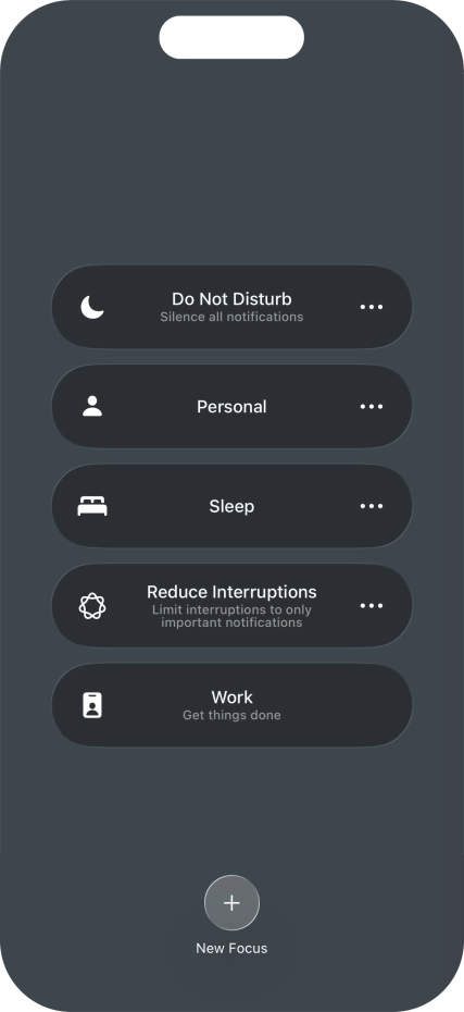 Press the required focus mode to activate or deactivate it immediately. Press the required focus mode to activate or deactivate it immediately.