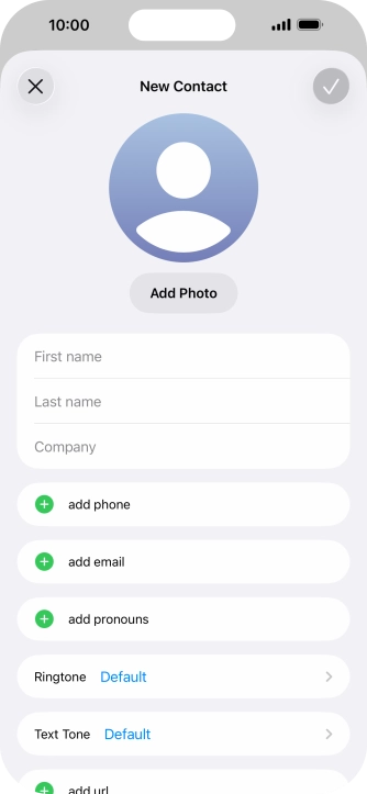 Press First name and key in the first name. Press First name and key in the first name.